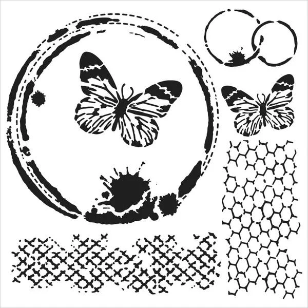 TCW Stencil Butterfly Collage