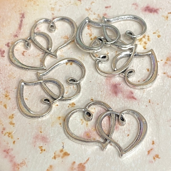 SULLIVANS Charm Silver Double Heart