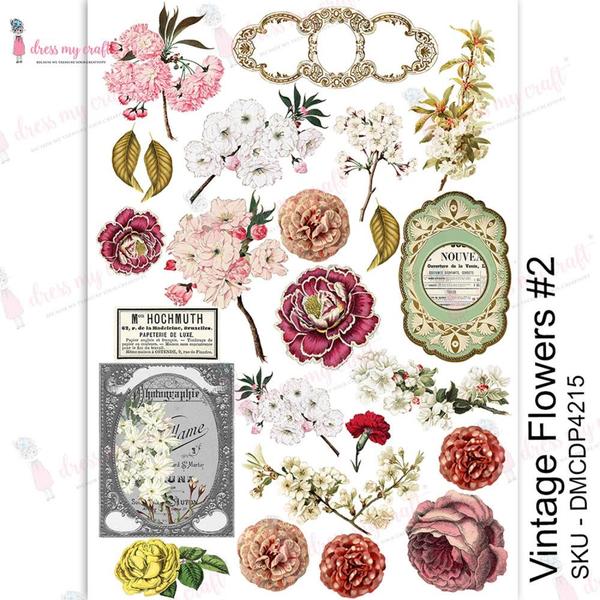 DRESS MY CRAFT Rub-On Transfer Vintage Flowers #2