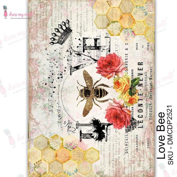 DRESS MY CRAFT Rub-On Transfer Love Bee