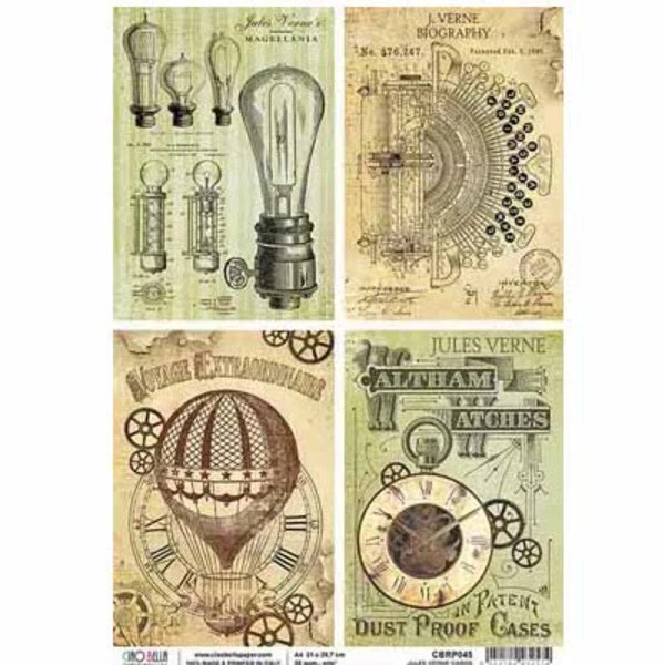 STAMPERIA Rice Paper Jules Verne Cards A4