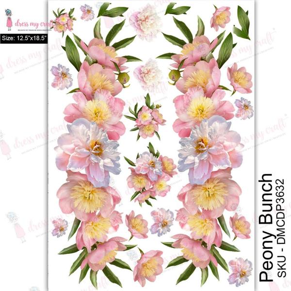 DRESS MY CRAFT Water Transfer A3 Peony Bunch