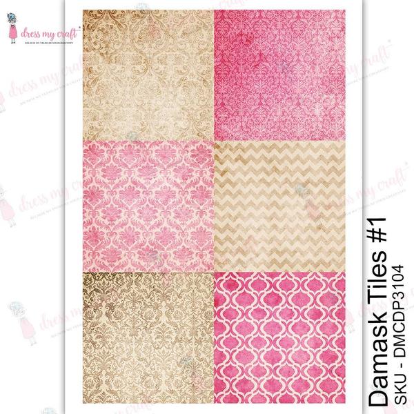 DRESS MY CRAFT Water Transfer Damask Tiles #1
