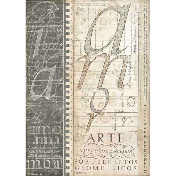 STAMPERIA Rice Paper Alphabet Calligraphy A4