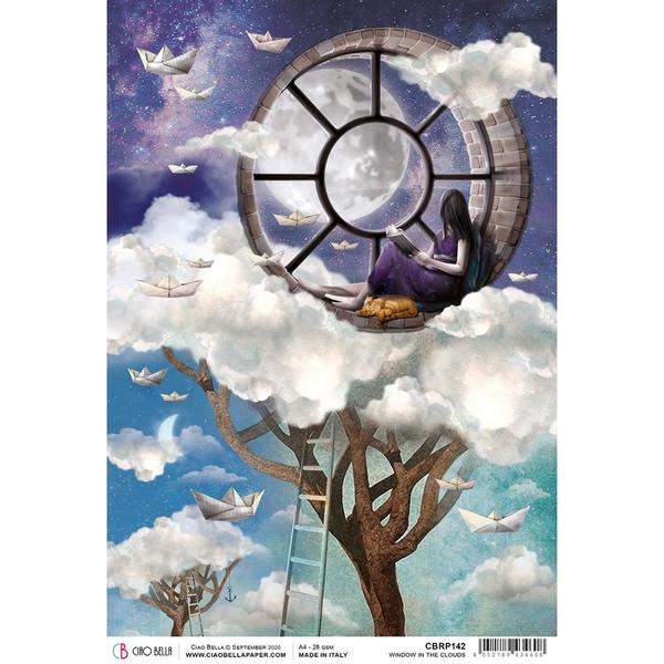 CIAO BELLA Rice Paper Window in the Clouds Moon & Me A4