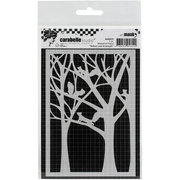 CARABELLE STUDIO Stencil Squirrel Trees