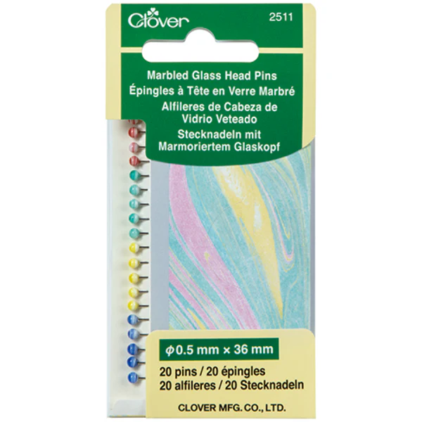 CLOVER Glass Head Pins Marbled