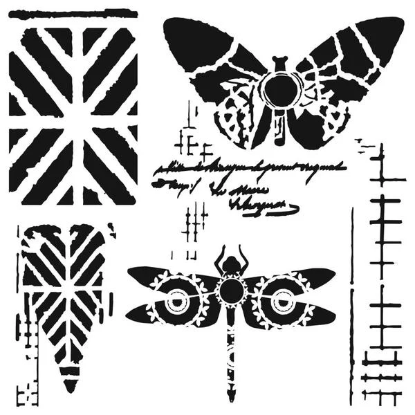 TCW Stencil Dragonfly Collage