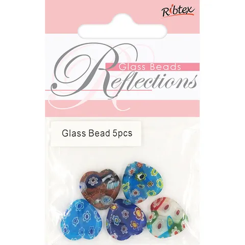 RIBTEX Millefiori Heart Glass Beads